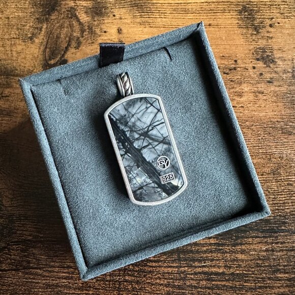 David Yurman XL XLarge Picasso Jasper Dog Tag Pendant - RARE - Picture 1 of 15